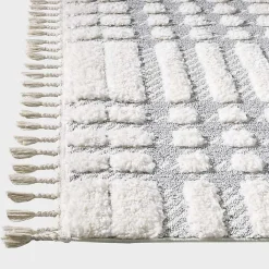 Clearance Kirklands Home Cream and Gray Tufted Criss-Cross Area Rug, 7x9