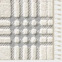 Clearance Kirklands Home Cream and Gray Tufted Criss-Cross Area Rug, 7x9