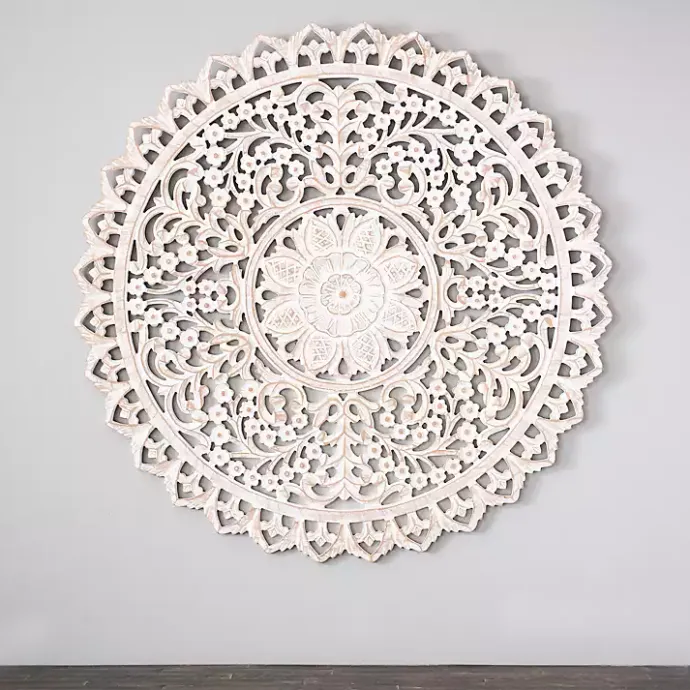 Online Kirklands Home Cream and Natural Ornate Medallion Wall Plaque White