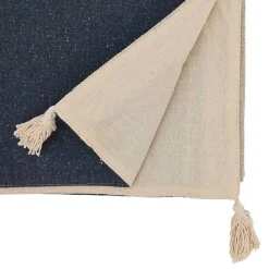 Best Kirklands Home Cream and Navy Whipstitch Border Table Runner Blue