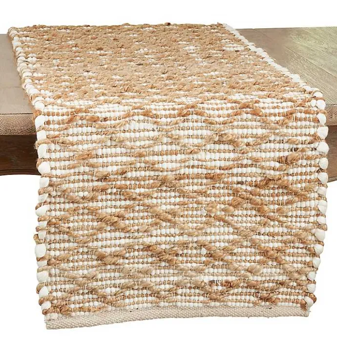 Kirklands Home Cream and Tan Woven Diamond Table Runner
