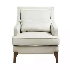 Hot Kirklands Home Cream and White Contrast Welting Accent Chair Ivory