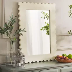 Sale Kirklands Home Cream Angular Scalloped Nadia Wall Mirror White