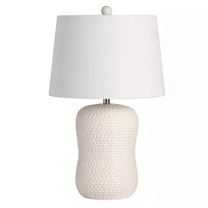 Kirklands Home Cream Basketweave Ceramic Table Lamp White