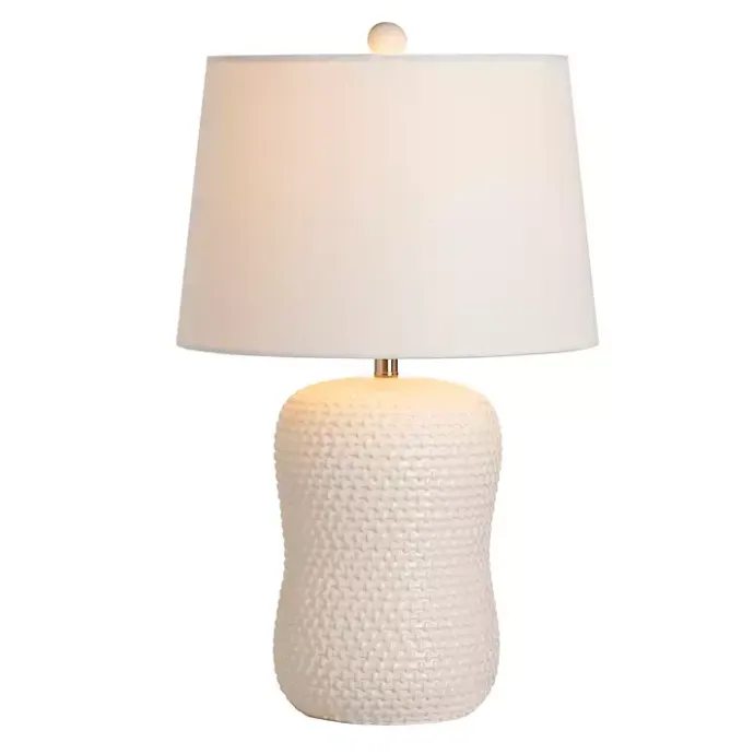 Kirklands Home Cream Basketweave Ceramic Table Lamp White