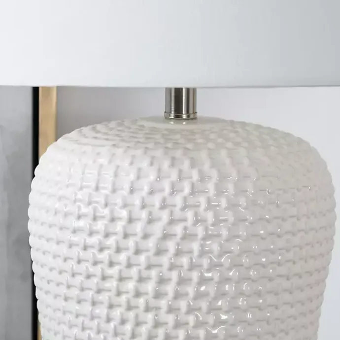 Kirklands Home Cream Basketweave Ceramic Table Lamp White