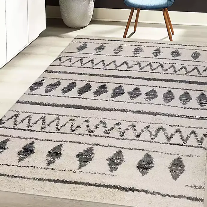Outlet Kirklands Home Cream Boho Striped Area Rug, 5x8 Ivory