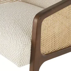 Sale Kirklands Home Cream Boucle & Rattan Accent Chair White