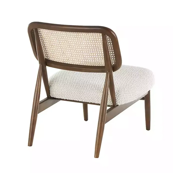 Online Kirklands Home Cream Boucle & Rounded Rattan Back Accent Chair White