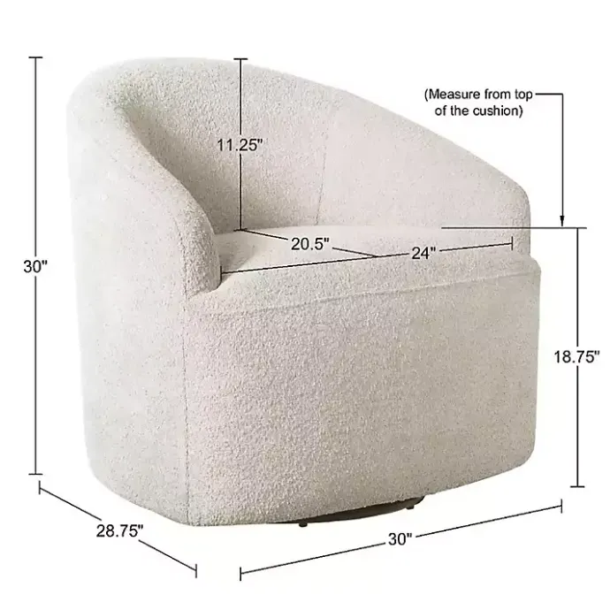 Sale Kirklands Home Cream Boucle Barrel Swivel Accent Chair White
