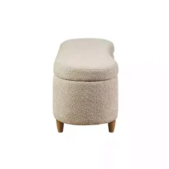 Kirklands Home Cream Boucle Flip-Top Storage Bench White
