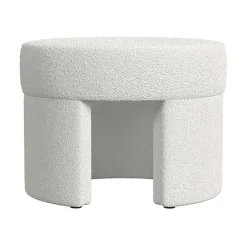Hot Kirklands Home Cream Boucle Round Upholstered Ottoman White