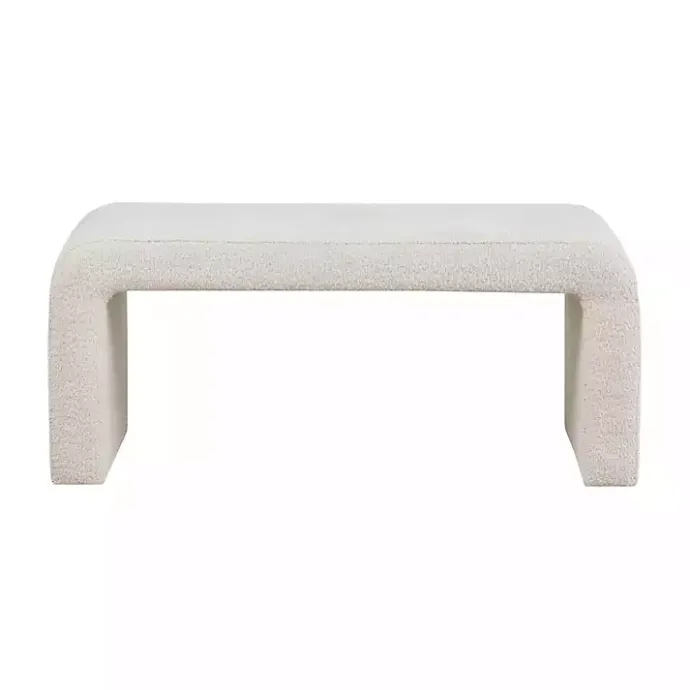 New Kirklands Home Cream Boucle Waterfall Bench White