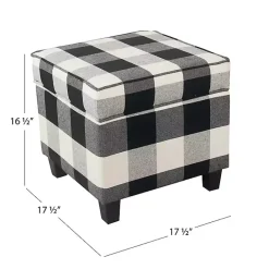Discount Kirklands Home Cream Buffalo Plaid Upholstered Storage Ottoman