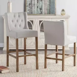 Hot Kirklands Home Cream Button Tufted Kia Barstool Ivory