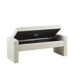 Hot Kirklands Home Cream Button Tufted Upholstered Storage Bench Ivory