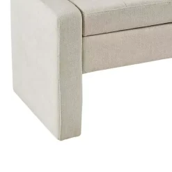 Hot Kirklands Home Cream Button Tufted Upholstered Storage Bench Ivory