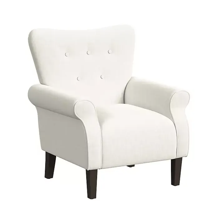 Sale Kirklands Home Cream Button-Tufted Rolled Arm Accent Chair White
