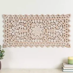 Hot Kirklands Home Cream Carved Wooden Wall Plaque White