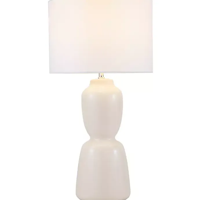 Kirklands Home Cream Ceramic Rounded Hourglass Table Lamp