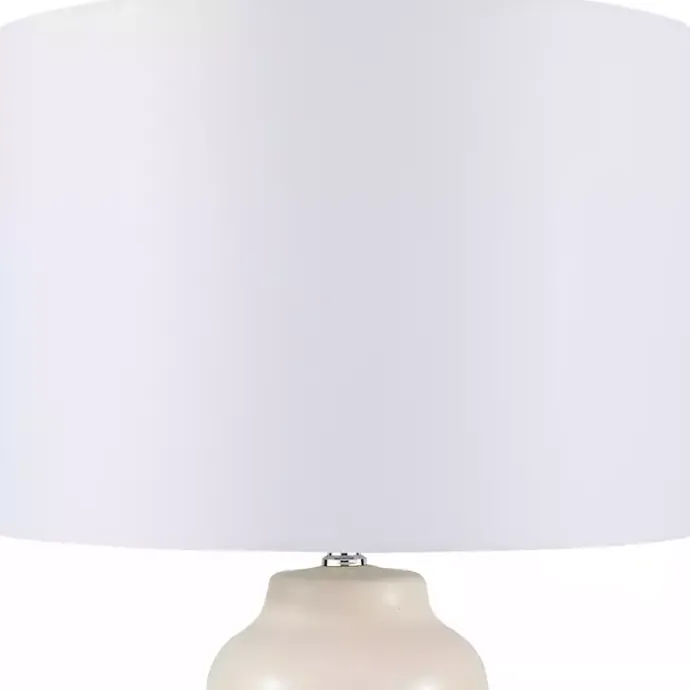 Kirklands Home Cream Ceramic Rounded Hourglass Table Lamp