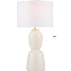 Kirklands Home Cream Ceramic Rounded Hourglass Table Lamp