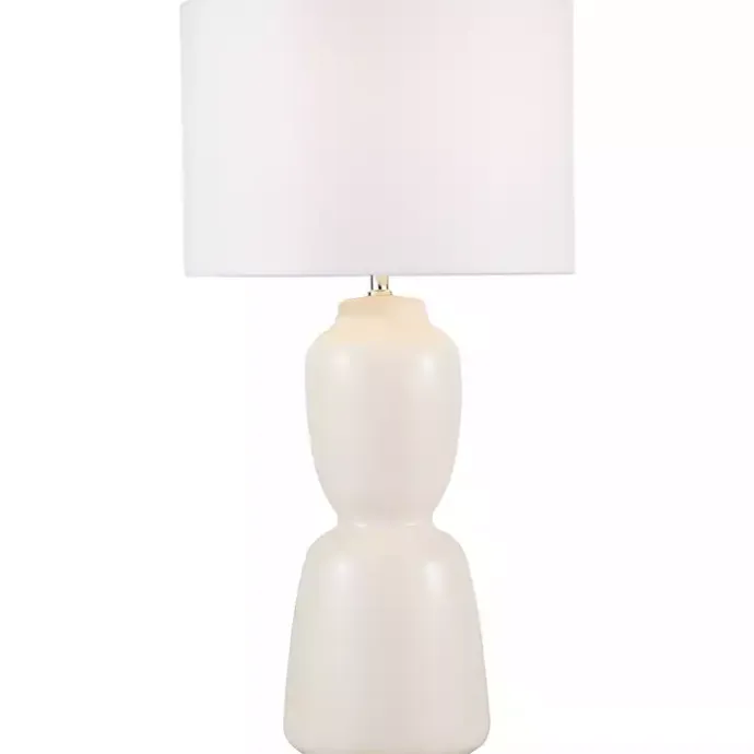 Kirklands Home Cream Ceramic Rounded Hourglass Table Lamp