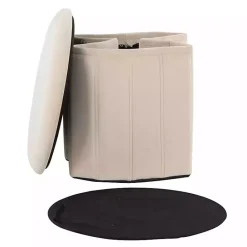 Hot Kirklands Home Cream Collapsible Storage Ottoman White