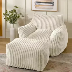 New Kirklands Home Cream Comfy Foam Lounge Ottoman White