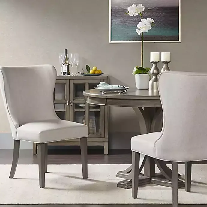Kirklands Home Cream Curved Back Upholstered Dining Chair Ivory