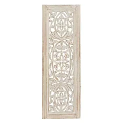 Clearance Kirklands Home Cream Distressed Carved Floral Wall Plaque