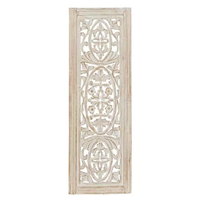 Clearance Kirklands Home Cream Distressed Carved Floral Wall Plaque