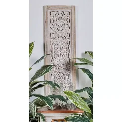 Clearance Kirklands Home Cream Distressed Carved Floral Wall Plaque