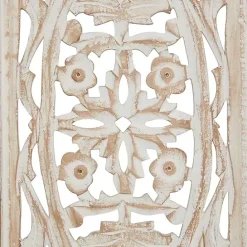 Clearance Kirklands Home Cream Distressed Carved Floral Wall Plaque