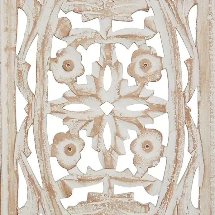 Clearance Kirklands Home Cream Distressed Carved Floral Wall Plaque
