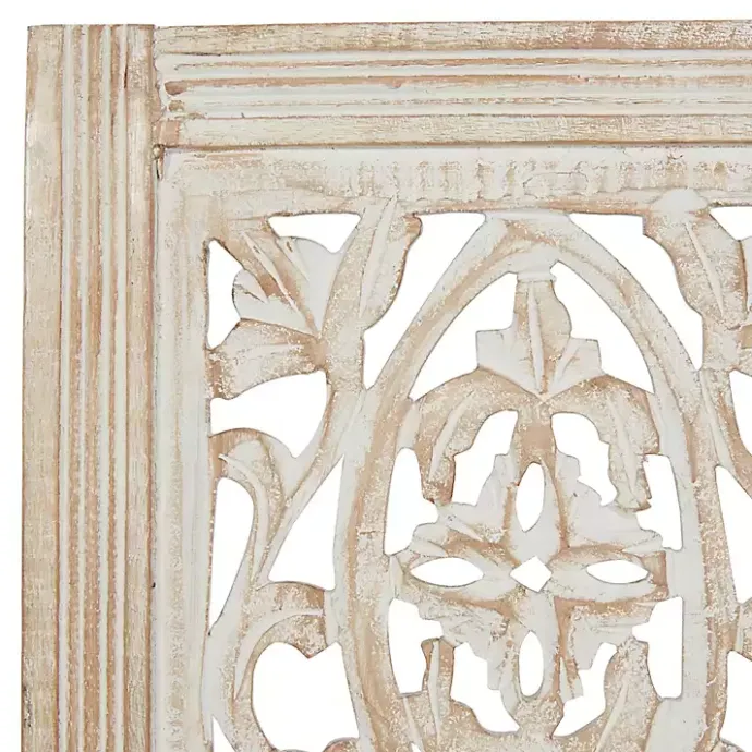 Clearance Kirklands Home Cream Distressed Carved Floral Wall Plaque