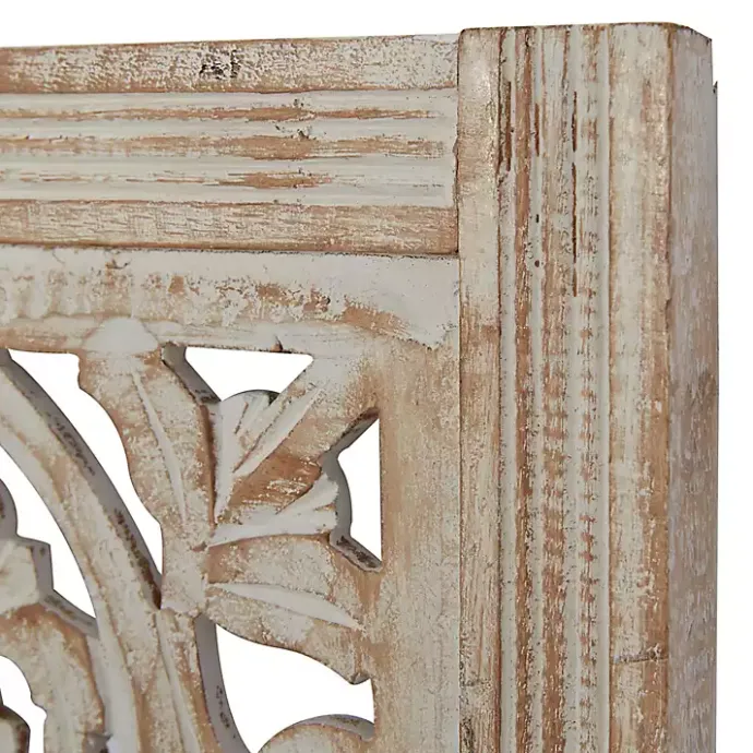 Clearance Kirklands Home Cream Distressed Carved Floral Wall Plaque