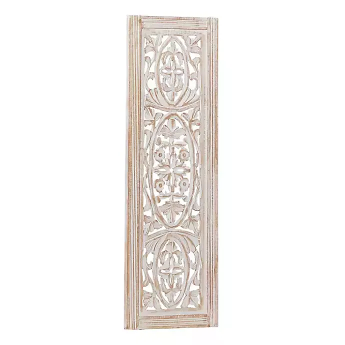 Clearance Kirklands Home Cream Distressed Carved Floral Wall Plaque