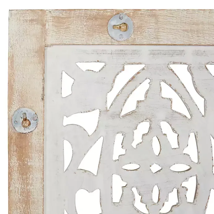 Clearance Kirklands Home Cream Distressed Carved Floral Wall Plaque