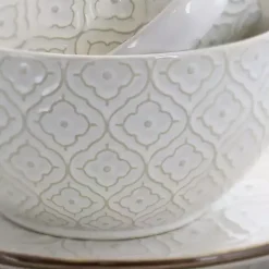 Hot Kirklands Home Cream Embossed 16-pc. Dinnerware Set Ivory
