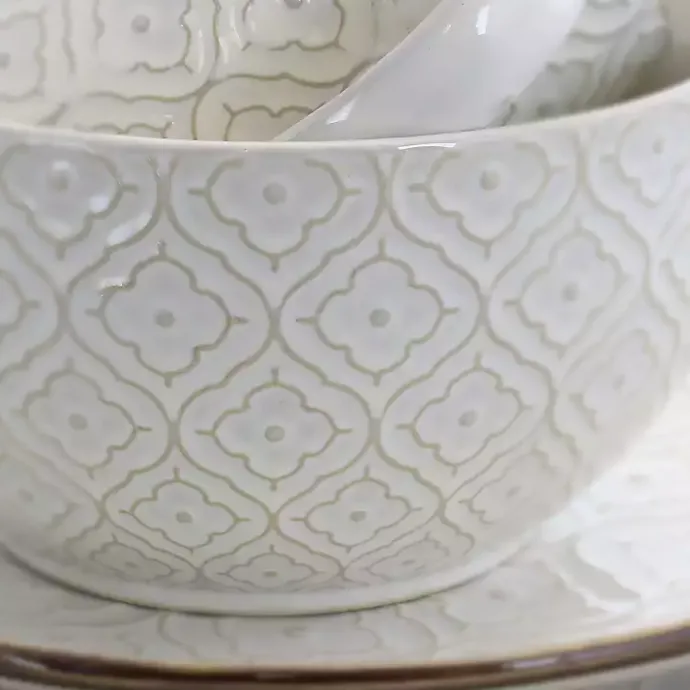 Hot Kirklands Home Cream Embossed 16-pc. Dinnerware Set Ivory