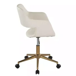 Online Kirklands Home Cream Faux Leather & Gold Marshall Office Chair White