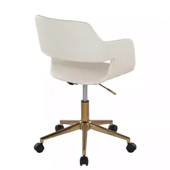Online Kirklands Home Cream Faux Leather & Gold Marshall Office Chair White