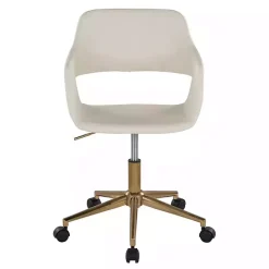 Online Kirklands Home Cream Faux Leather & Gold Marshall Office Chair White