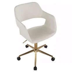Online Kirklands Home Cream Faux Leather & Gold Marshall Office Chair White