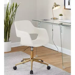Online Kirklands Home Cream Faux Leather & Gold Marshall Office Chair White