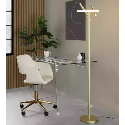 Online Kirklands Home Cream Faux Leather & Gold Marshall Office Chair White