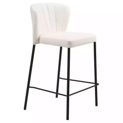 Discount Kirklands Home Cream Faux Leather Liddy Counter Stools, Set of 2 White