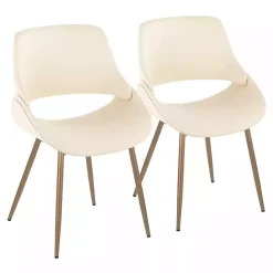 Online Kirklands Home Cream Faux Leather Scooped Accent Chairs, Set of 2 White