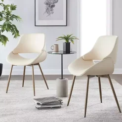 Online Kirklands Home Cream Faux Leather Scooped Accent Chairs, Set of 2 White